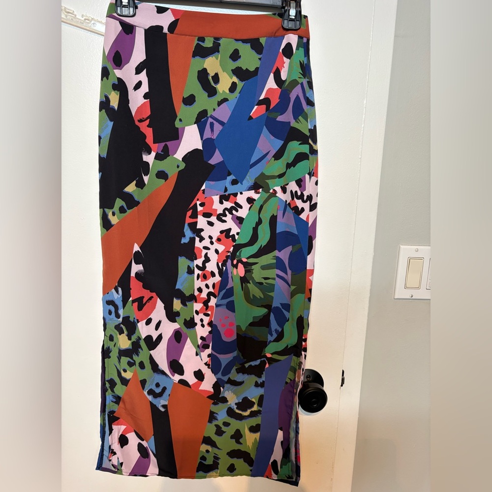 Colorful Abstract Print midi Skirt - Multicolor